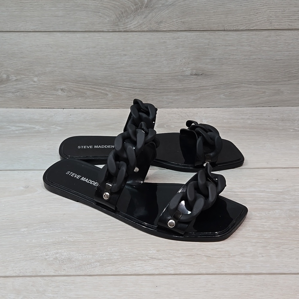 Steve Madden Women Chain Zimma Square Sandals 2 strap Shoes sz 7